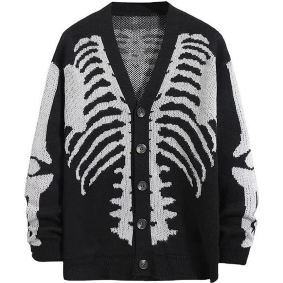 Fall Lightweight Sweater Jackets Black Skeleton Skull for Men Women Plus Size